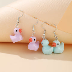 Duck Earrings Synthetic Resin Cute Animal Jewelry Dangle Earrings