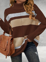  Colorblock Turtle Neck Sweater