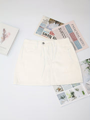 Denim Mini Skirt with Pockets and Side Slit