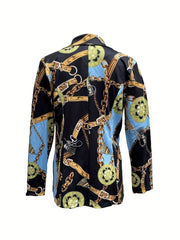  Baroque Print Long Sleeve Blazer
