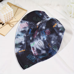 Unisex Tie Dye Alphabet Print Bucket Hat for Sun Protection