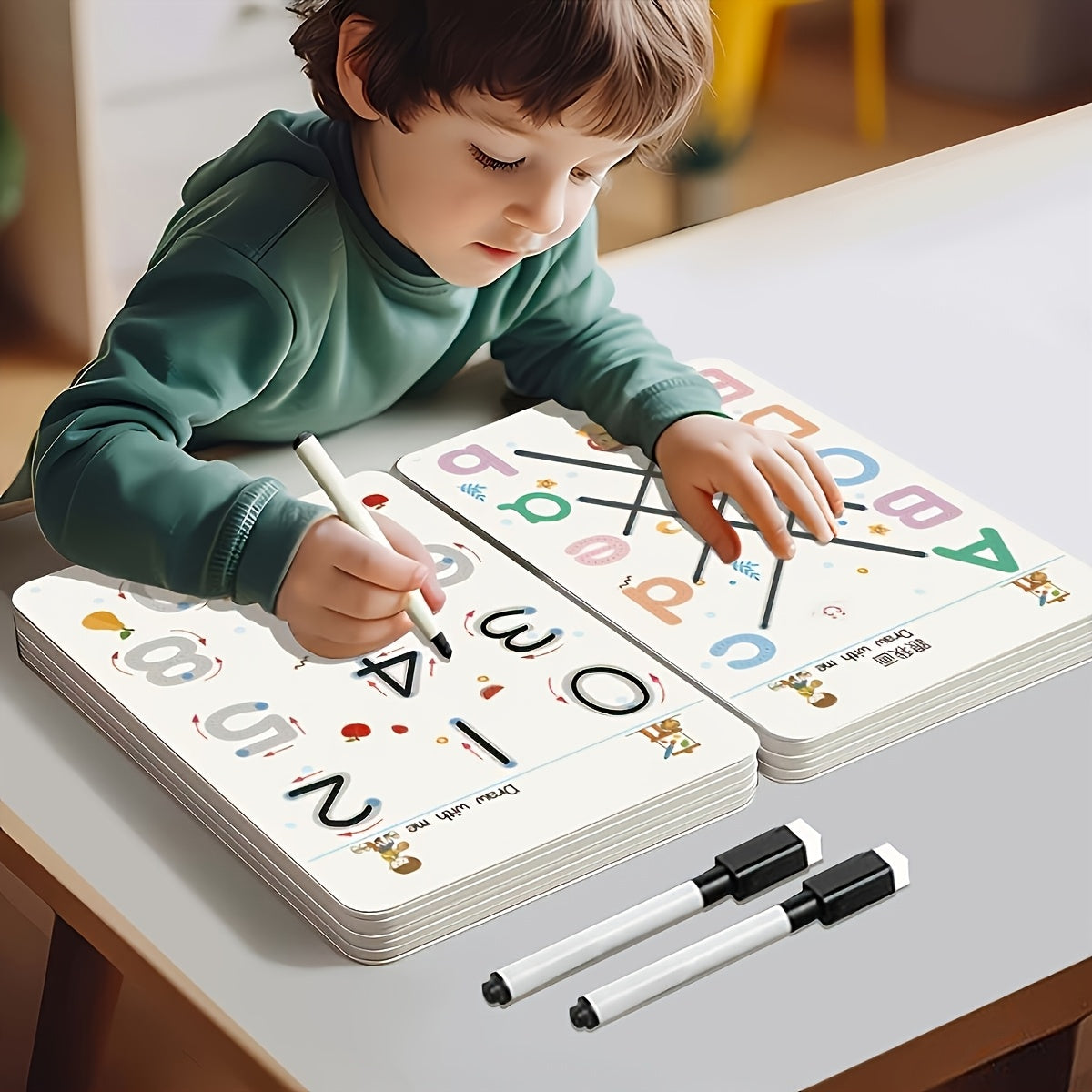Preschool Tracing Workbook with Bear Illustrations and Whiteboard Pen