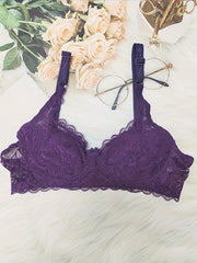 Lace Wireless Bra Scallop Trim Comfy Breathable Lingerie