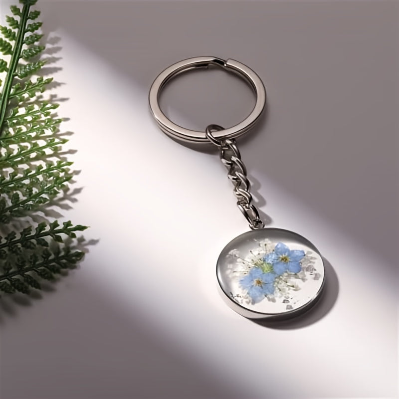 Irregular Dried Flower Keychains Women Bag Pendant Keyrings Car Keyholder