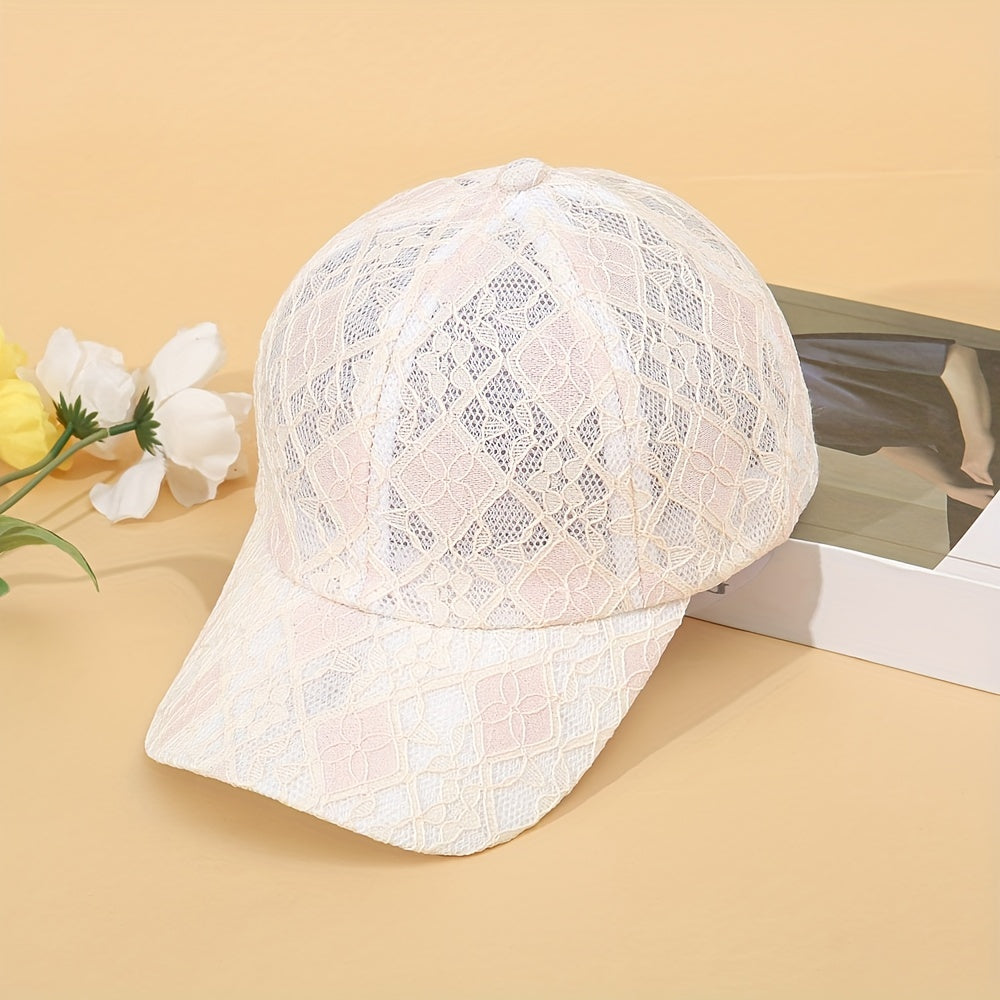 Hollow Out Trucker Hat Mesh Lace Baseball Cap Adjustable Sunscreen Dad Hats