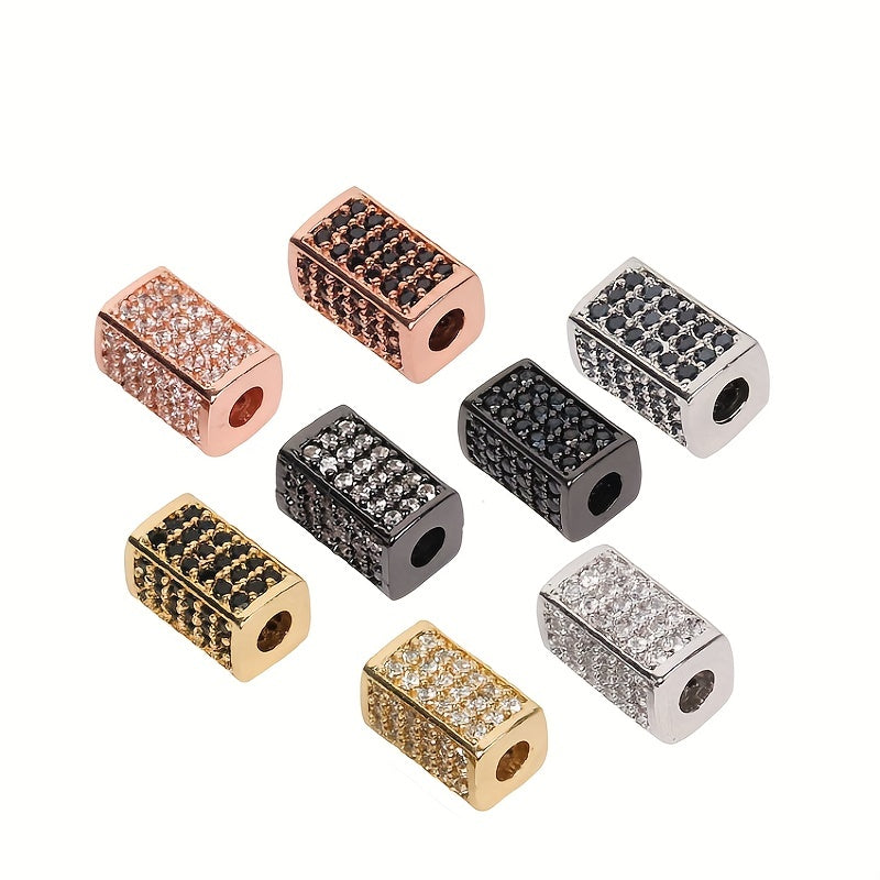 Brass CZ Tube Bead Bracelet Pendant Micro Inlaid Gasket DIY Jewelry