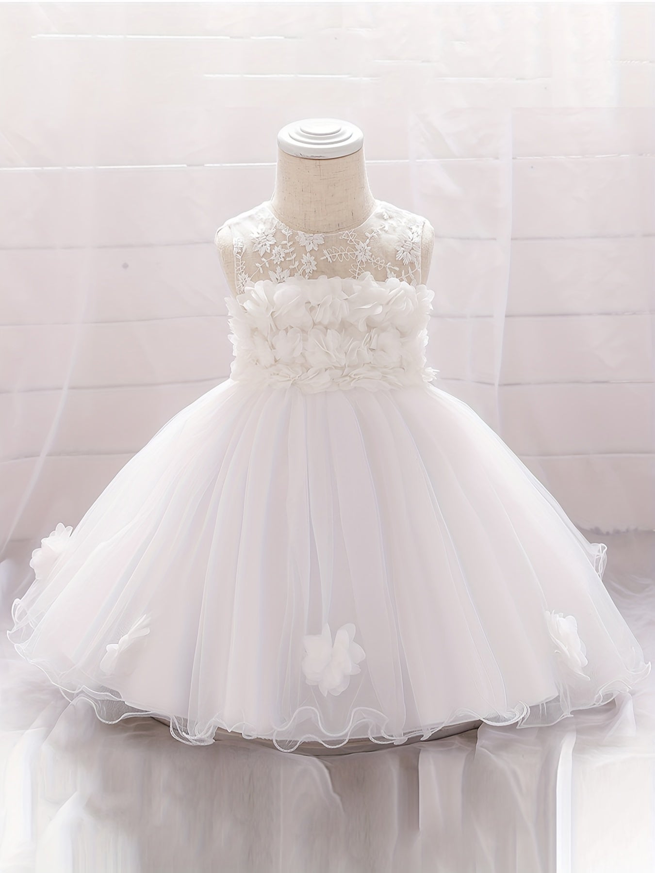 Appliques Baby Baptism Flower Girl Dress