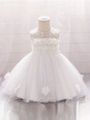 Appliques Baby Baptism Flower Girl Dress