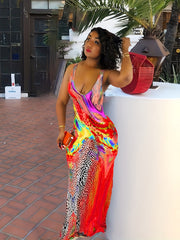 Women's Plus Print Round Neck Maxi Tank Dress