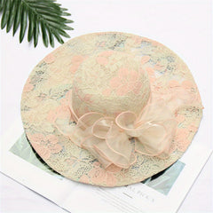 Lace Flower Sun Hat Embroidery Organza Derby Church Hats