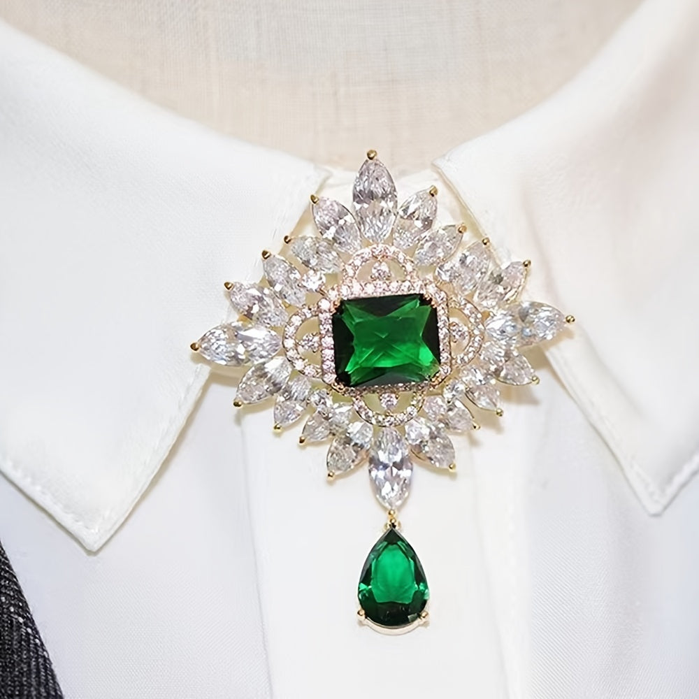 Zircon Crystal Corsage Scarf Clips Brooches Pins Safety Pin Women Girls