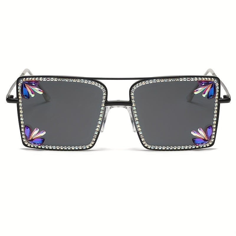 Metal Sunglasses Rhinestone Gradient Glasses UV400