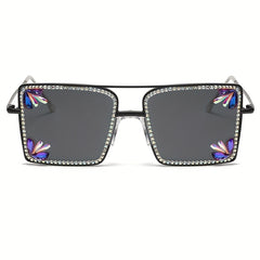 Metal Sunglasses Rhinestone Gradient Glasses UV400