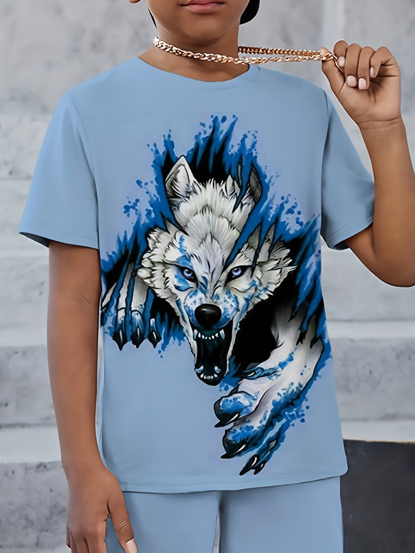 Boy's Wolf Graphic T shirt Breathable Tee Kid's Clothing For Summer