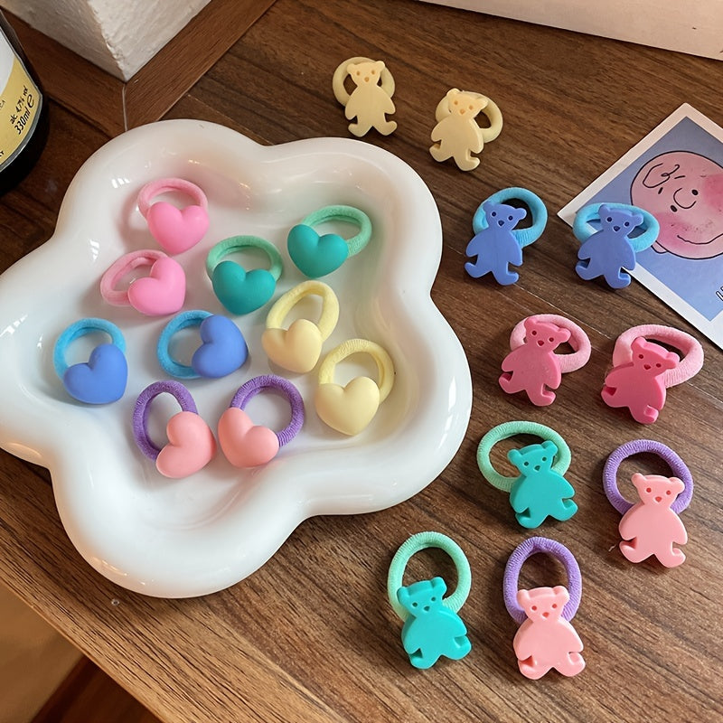 10pcs Easter Rabbit Heart Hair Ties For Thin Hair
