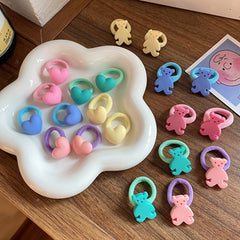 10pcs Easter Rabbit Heart Hair Ties For Thin Hair