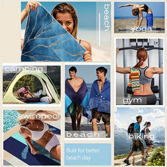 Marble Beach Towel Quick Drying Soft Absorbent Microfiber Blanket