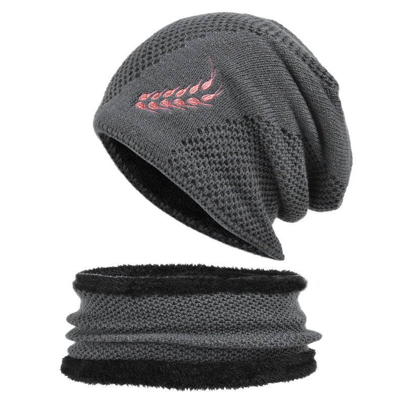 Winter Embroidery Wheat Ear Warm Hat Knitted Wool Hat