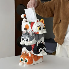 Colorful Pixel Building Block Tissue Box Durable PP Storage