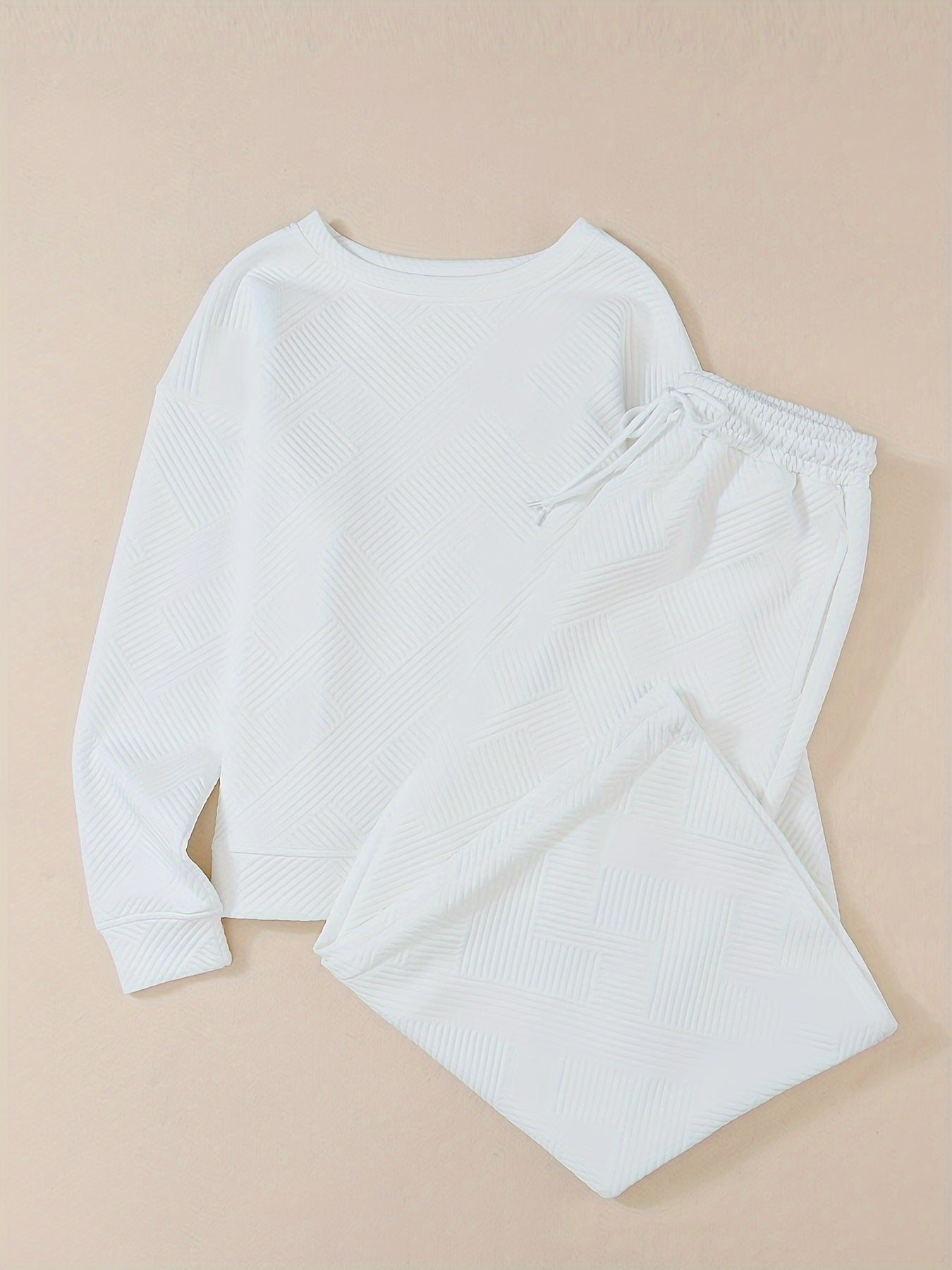2Pcs Sports Set Long Sleeve Top & Wide Leg Pants Suit Women's Activewear