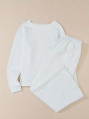 2Pcs Sports Set Long Sleeve Top & Wide Leg Pants Suit Women's Activewear