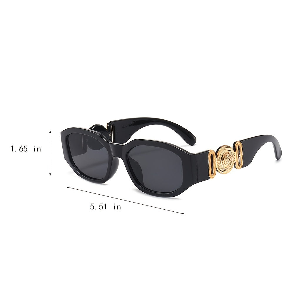 Small Polygonal Vintage Sunglasses Thick Temple Gradient Women Shades