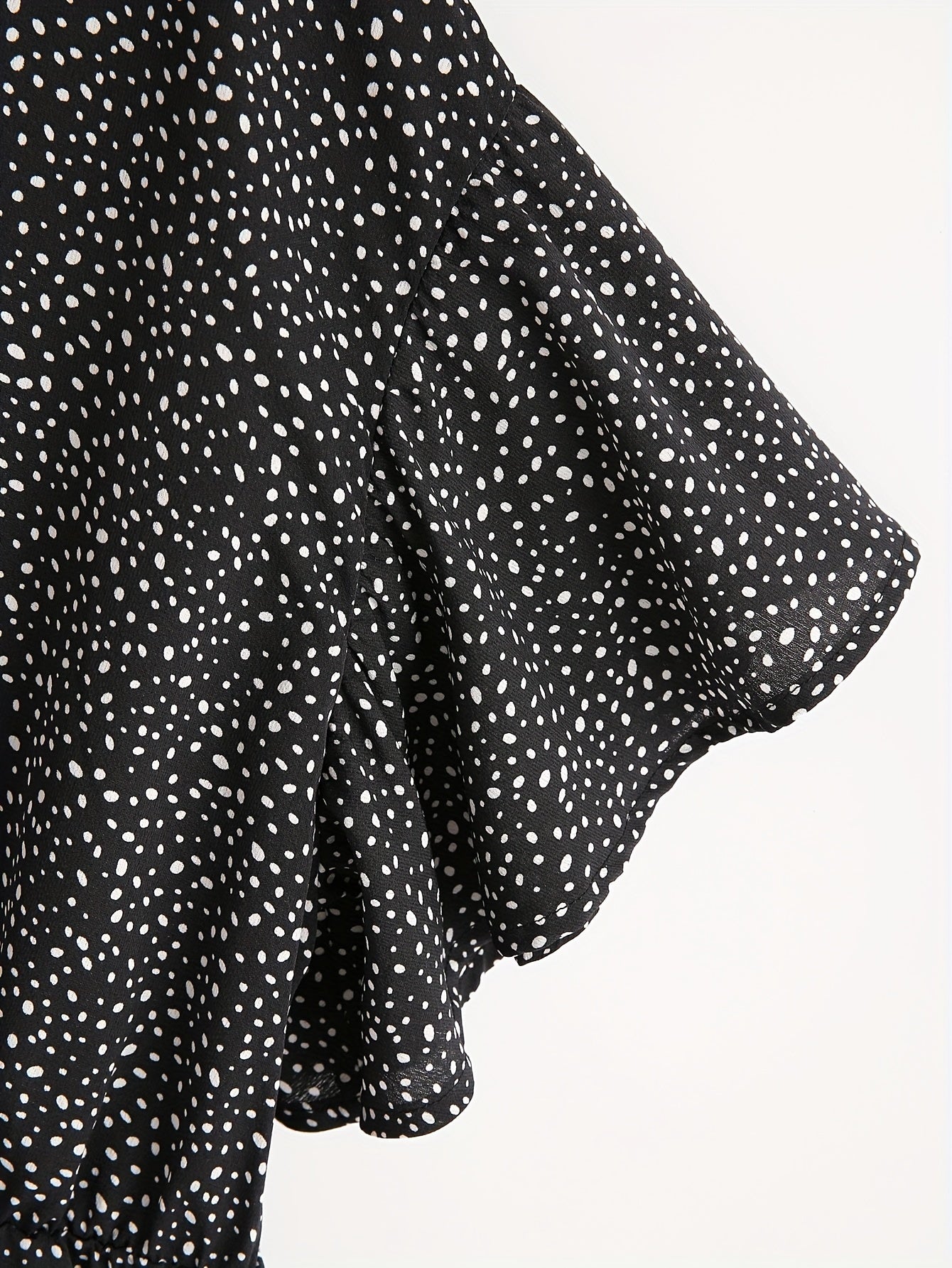  Dot Print Butterfly Sleeve V Neck Smock Mini Dress