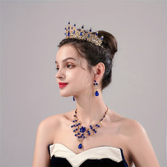 Alloy Crystal Headband Necklace Earrings Set