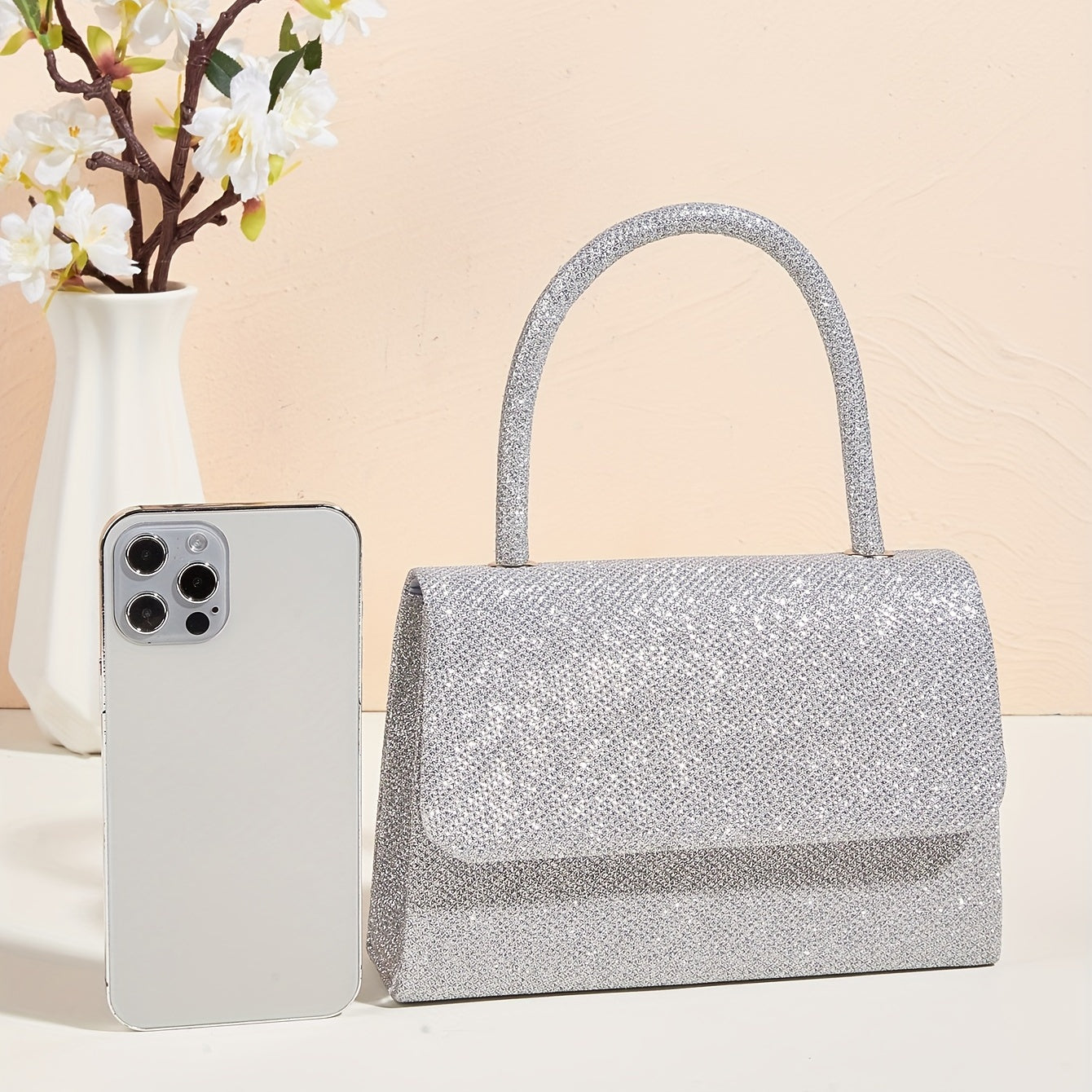 Glitter Satchel Bag Classic Handbag Chain Strap Banquet Bag