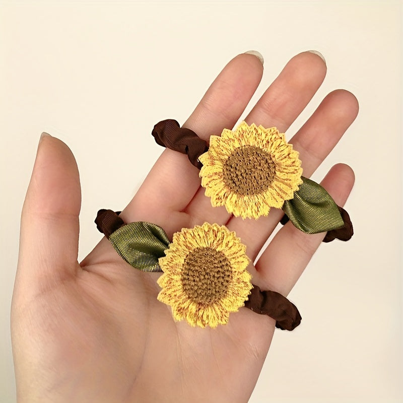 Sunflowers Decor Hair Tie Hair Bands Ponytail Holders Girls Hair Accessories