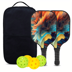 4 Ball Pickleball Racket Set with 2 Graphite Rackets and Bag