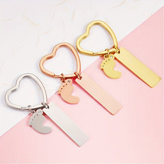 Personalized Stainless Steel Key Chain with Foot Bar Pendant