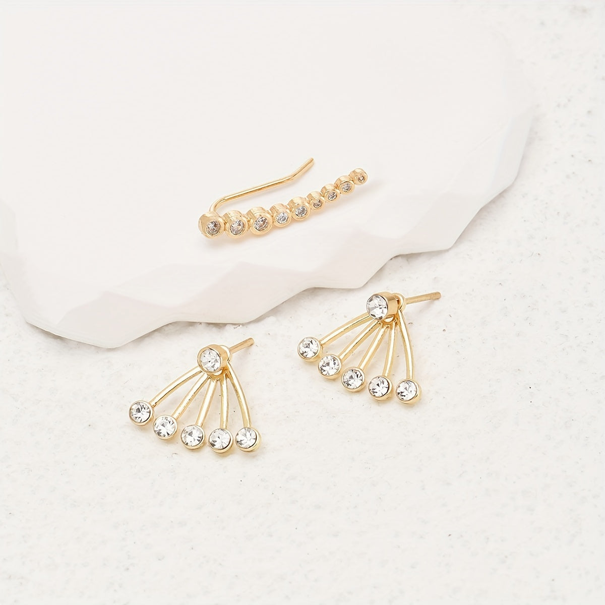 Boho Crystal Ear Jacket Earrings Rhinestone Ear Climber Jewelry