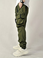 Men's Army Green Cargo Pants with Multiple Pockets