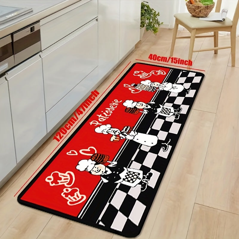 1pc Long Strip Non-slip Floor Mat Velvet Cushion Red Cake Room Rug
