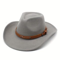 Casual Sunshade Straw Hat with Belt & Metal Buckle for Travel Seaside