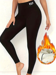 Women's Fleece Warm Leggings High Waist Yoga Tight Pants