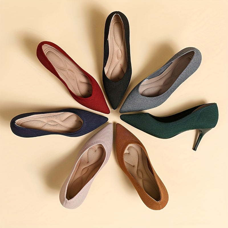 Women's Knit Stiletto Heels Slip On High Heels Dress Pumps