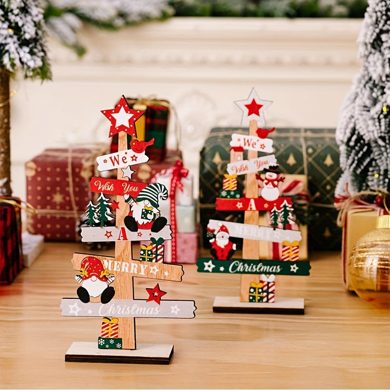 Christmas Tree Santa Claus Wooden Sign Xmas Decoration Party