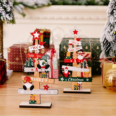 Christmas Tree Santa Claus Wooden Sign Xmas Decoration Party