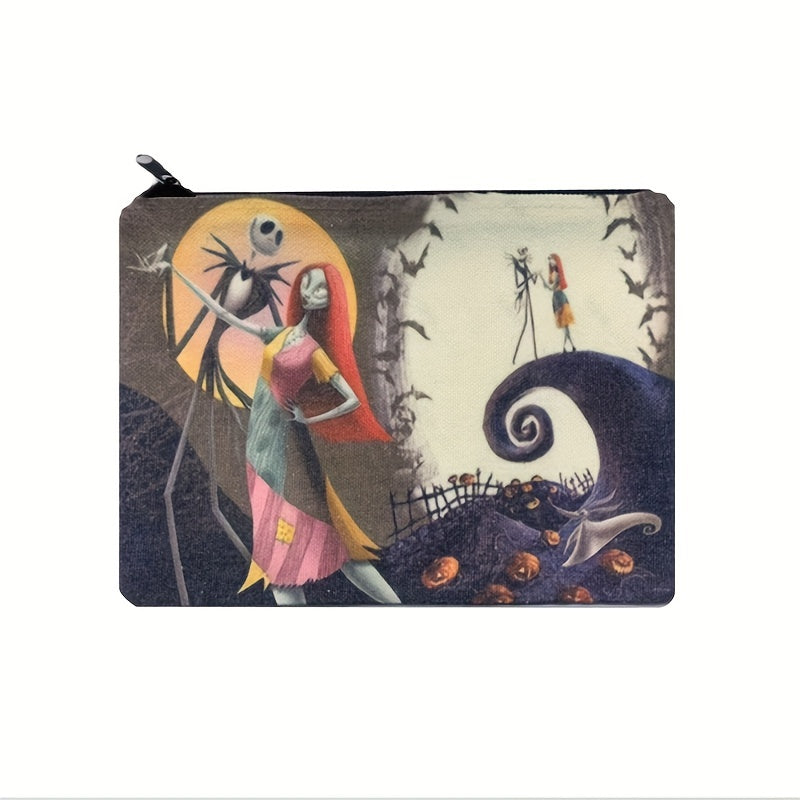 Stylish Skull Print Canvas Bag Halloween Coin Purse