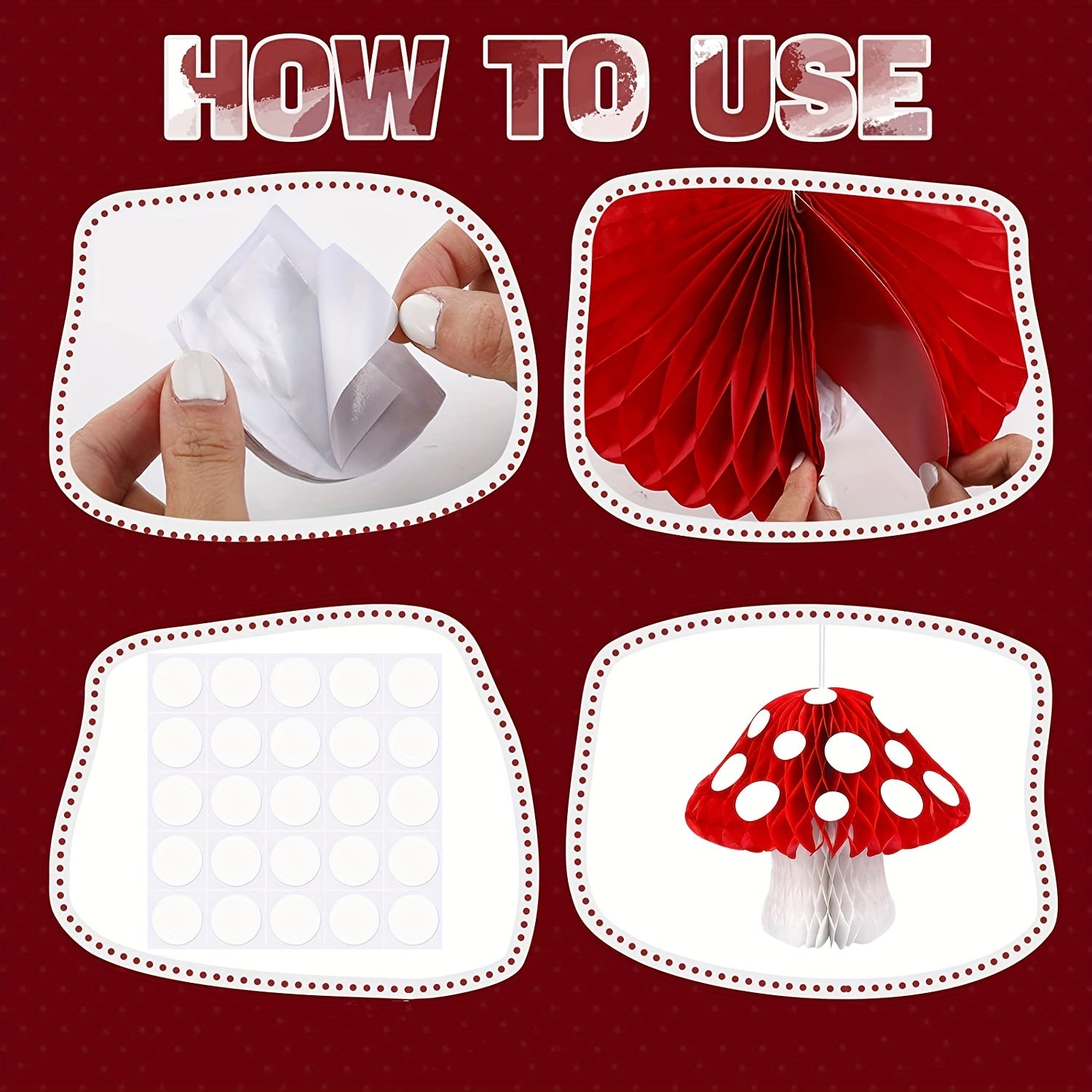Enchanting 3D Mushroom Honeycomb Balls for Jungle Wonderland Party