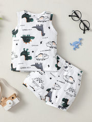 Baby Boys Dinosaur Pattern Vest Tops & Shorts