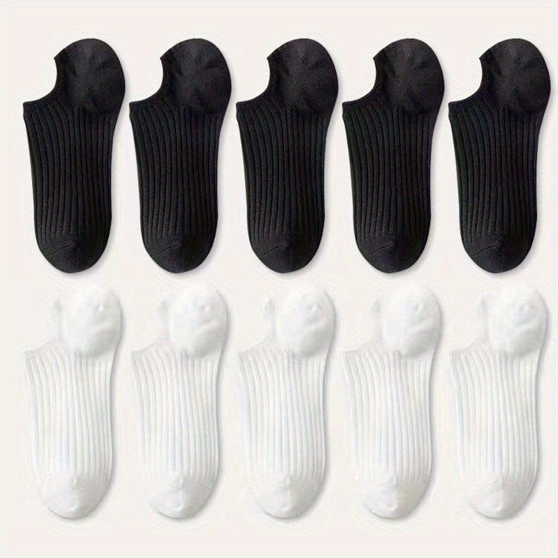 10 Pairs Colorful Ribbed Short Socks for Women
