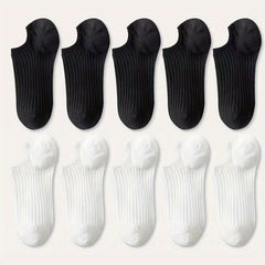 10 Pairs Colorful Ribbed Short Socks for Women
