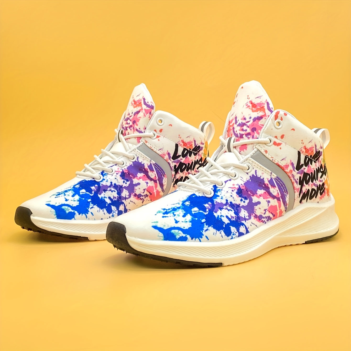 Graffiti Lover Yourself More Pattern Soft Thick Bottom Sneakers