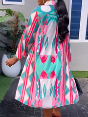  Women's Casual Print Long Sleeve Shirt Dress