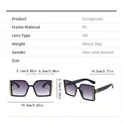 Unisex Square Metal UV400 Sunglasses