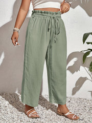  Wide Leg Trousers Elastic High Rise Casual Pants