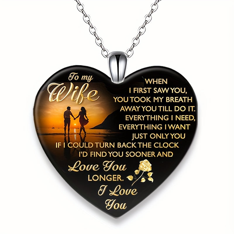 Wife Love Crystal Pendant Necklace Gift